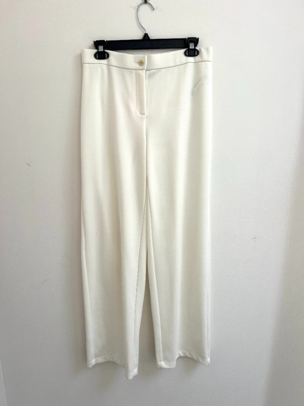Eileen Fisher Off White Lyocell Blend Elastic Back Tailored Wide Leg Pants S